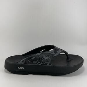 Oofos Ooriginal Flip Flops Womens 11 Mens 9 Black Camo Comfort Recovery Sandals